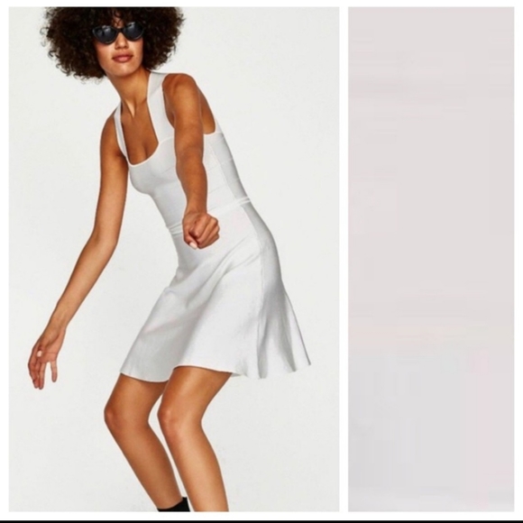 NWT Zara Knit White Dress with Criss Cross back - Picture 2 of 3